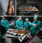 Семейная пара, путешествуя пешком по альпийским горам, обнаружила мумию человека.webp
